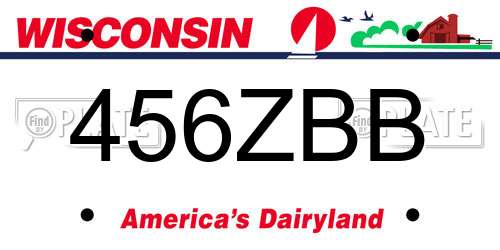 456ZBB Wisconsin License Plate