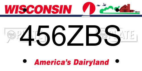 456ZBS Wisconsin License Plate