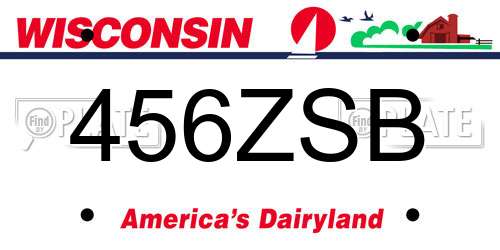 456ZSB Wisconsin License Plate
