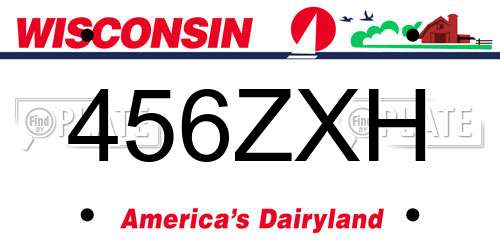 456ZXH Wisconsin License Plate
