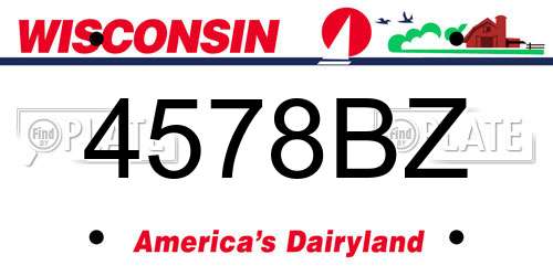4578BZ Wisconsin License Plate