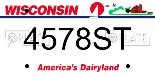 4578ST Wisconsin License Plate
