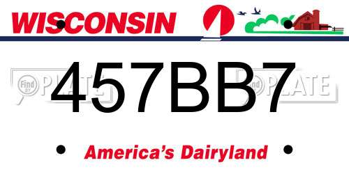 457BB7 Wisconsin License Plate
