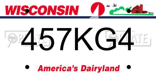457KG4 Wisconsin License Plate