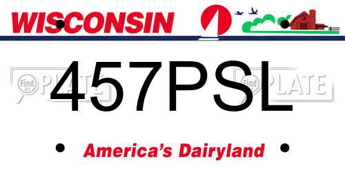 457PSL Wisconsin License Plate