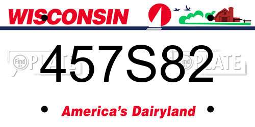 457S82 Wisconsin License Plate