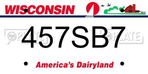 457SB7 Wisconsin License Plate