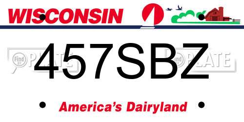 457SBZ Wisconsin License Plate