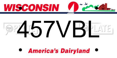 457VBL Wisconsin License Plate