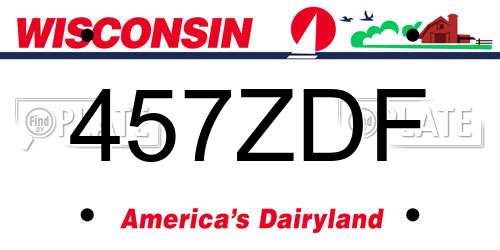 457ZDF Wisconsin License Plate