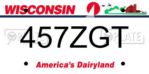 457ZGT Wisconsin License Plate