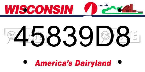 45839D8 Wisconsin License Plate