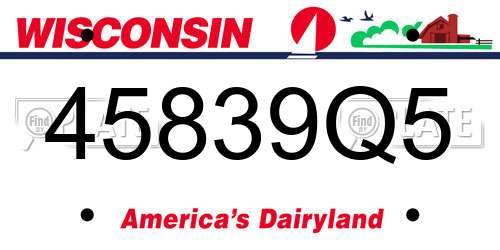 45839Q5 Wisconsin License Plate