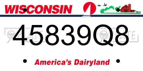 45839Q8 Wisconsin License Plate