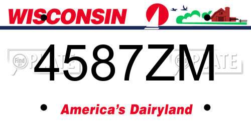 4587ZM Wisconsin License Plate