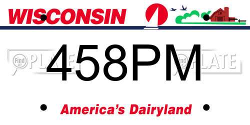 458PM Wisconsin License Plate