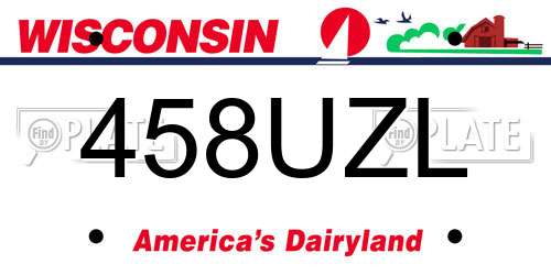 458UZL Wisconsin License Plate