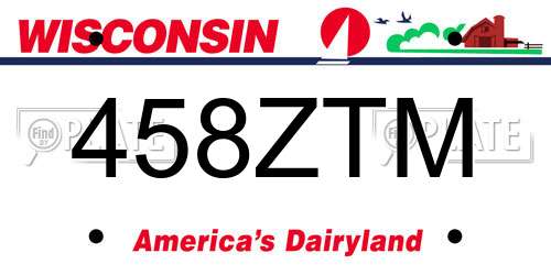 458ZTM Wisconsin License Plate