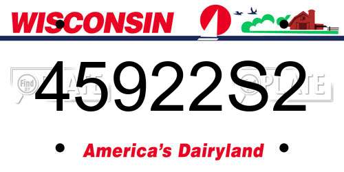 45922S2 Wisconsin License Plate