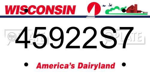45922S7 Wisconsin License Plate