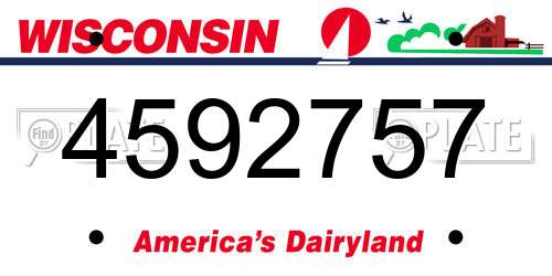 4592757 Wisconsin License Plate