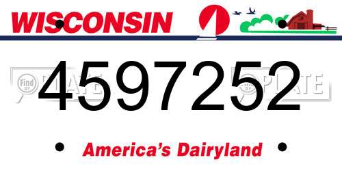 4597252 Wisconsin License Plate
