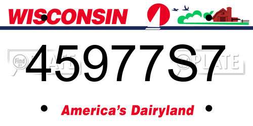 45977S7 Wisconsin License Plate