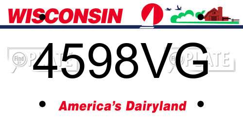 4598VG Wisconsin License Plate
