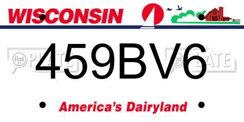 459BV6 Wisconsin License Plate