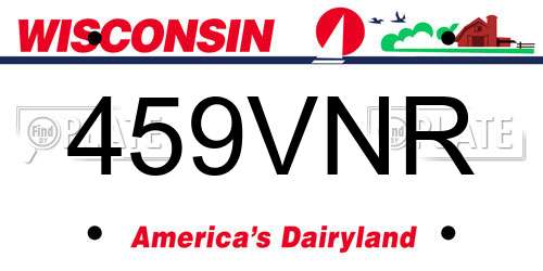 459VNR Wisconsin License Plate