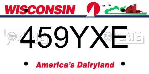 459YXE Wisconsin License Plate