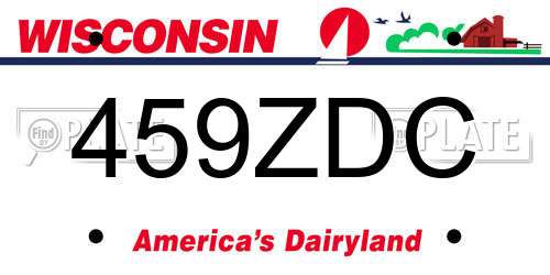 459ZDC Wisconsin License Plate