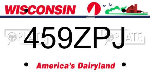 459ZPJ Wisconsin License Plate