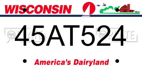 45AT524 Wisconsin License Plate