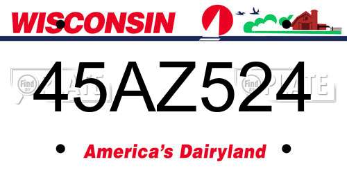 45AZ524 Wisconsin License Plate