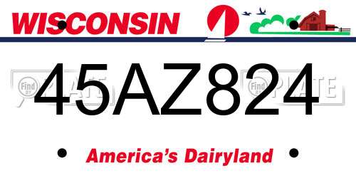 45AZ824 Wisconsin License Plate