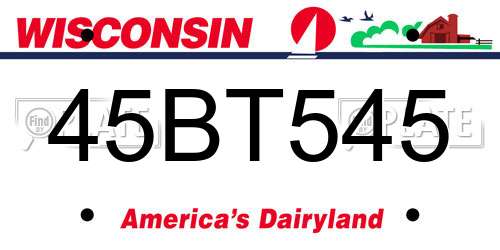 45BT545 Wisconsin License Plate