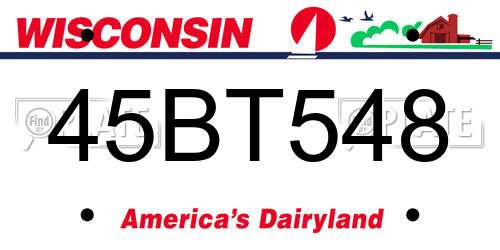 45BT548 Wisconsin License Plate