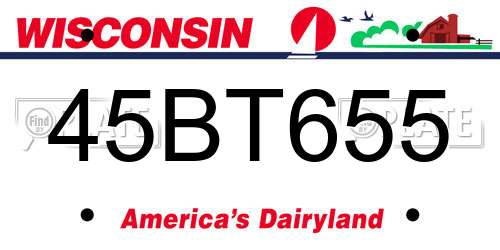 45BT655 Wisconsin License Plate