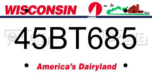 45BT685 Wisconsin License Plate