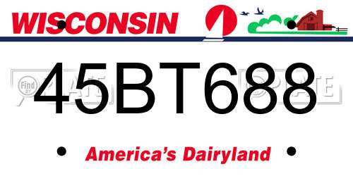 45BT688 Wisconsin License Plate