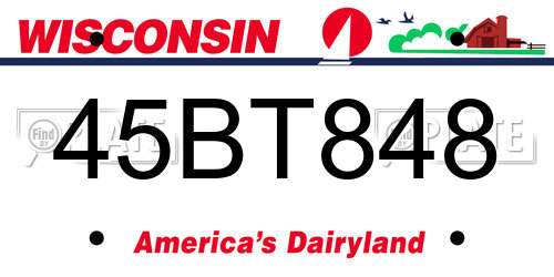 45BT848 Wisconsin License Plate