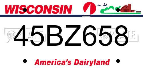 45BZ658 Wisconsin License Plate
