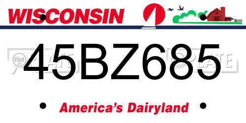 45BZ685 Wisconsin License Plate