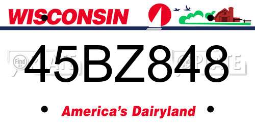 45BZ848 Wisconsin License Plate