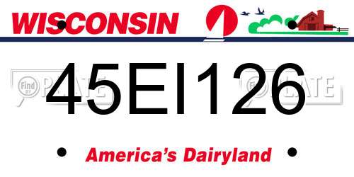 45EI126 Wisconsin License Plate