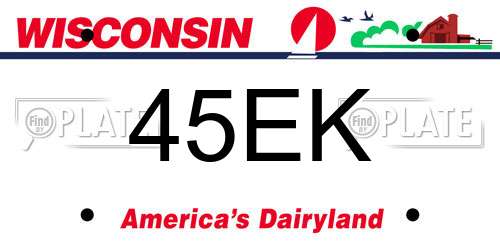 45EK Wisconsin License Plate