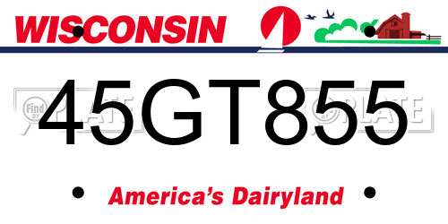 45GT855 Wisconsin License Plate