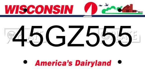 45GZ555 Wisconsin License Plate