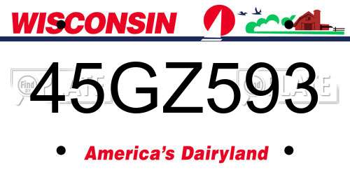 45GZ593 Wisconsin License Plate